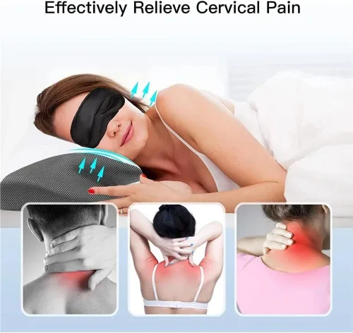 Vista 2 de Almohada cervical de espuma viscoelástica Almohada para dormir contra el dolor de cuello, almohada ergonómica reductora de presión para dormir