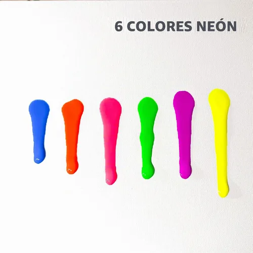 Vista 6 de milo Juego de acuarela líquida fluorescente, 6 colores UV neón, botellas