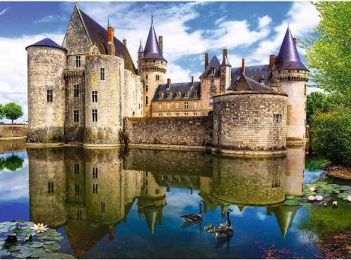 Vista 2 de Castillo de Trefl en Sully-sur-Loire, Francia, rompecabezas de 3000 piezas, 45.7 x 33.5 pulgadas ROJO, DIY, entretenimiento creativo, sierra