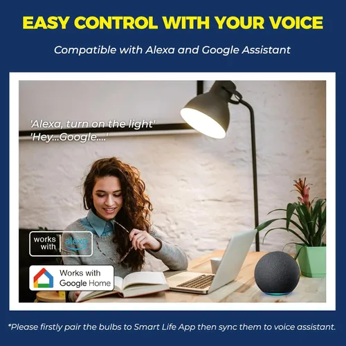 Vista 4 de Lightinginside - Bombillas inteligentes de 100W equiv., 1350LM 11W, bombilla inteligente que funciona con Alexa/Google Home/Smart Life, A19 E26