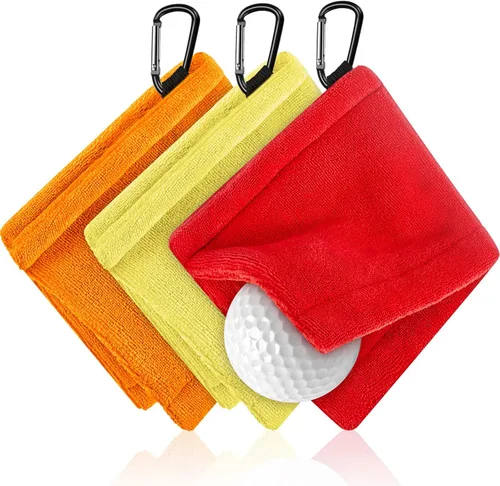 Vista 9 de Flutesan Toalla de pelota de golf de 3 piezas de 5.5 x 5.5 pulgadas, toalla de bolsillo pequeña húmeda y seca con clip en D, accesorios portátiles