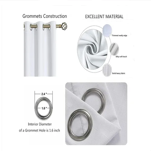 Vista 5 de Cortinas opacas de velero, cortinas impresas en 3D de estilo simple, 2 paneles de cortinas para ventana, cortinas con aislamiento térmico, cortina