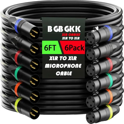 Vista 25 de XLR Cables - Cable de micrófono XLR profesional de 3 pines X L R de 3 pines chapado en oro, cable de micrófono equilibrado, multicolor