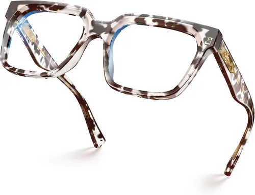 Vista 31 de VISOONE Chunky Rectangle Oversized Blue Light Blocking Computer Glasses Clear Lenses Cute Fake Large Frame Preppy Stylish Designer Fashion Screen