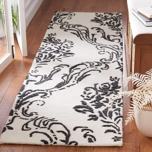 Vista 18 de SAFAVIEH Jardin Collection - Alfombra de área de 5 x 8 pies, gris, lana hecha a mano, ideal para zonas de alto tráfico en sala de estar, dormitorio