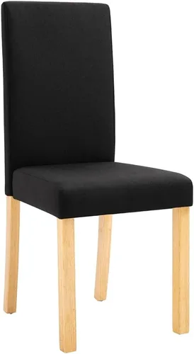 Vista 4 de 2-Pack Black Fabric Dining Chairs with Rubber Wood Frame, Modern Farmhouse Accent Chairs for Kitchen Dining Room, Comfortable Upholstered Seats