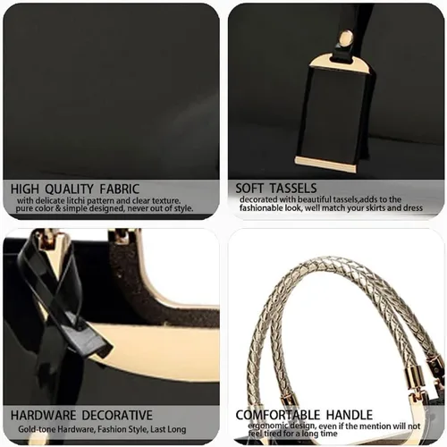 Vista 6 de XingChen Bolso brillante de las mujeres del bolso del bolso de la manija superior del cuero de la patente del bolso estructurado del bolso del bolso