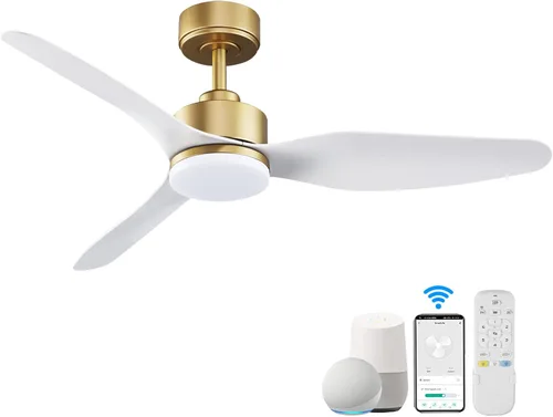 Vista 8 de Hoenofly - Ventiladores de techo inteligentes de 48 pulgadas con luces LED, control remoto, motor CC silencioso, regulable, ventilador de techo