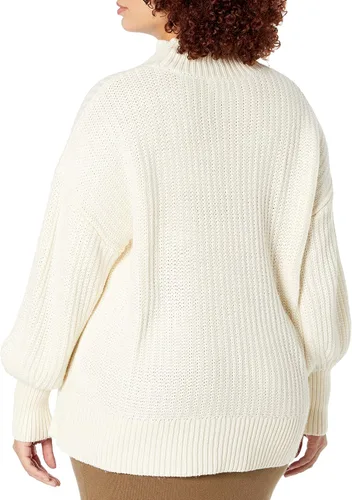 Vista 5 de The Drop INES - Suéter grueso acanalado con cuello alto falso para mujer