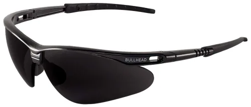 Vista 11 de Bullhead Safety Eyewear BH633AF Stinger, marco negro cristal, lente antiniebla ahumado, nariz y patillas TPR gris
