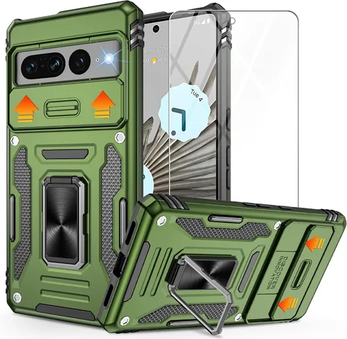 Vista 17 de Funda para Google Pixel 7 Pro, con cubierta deslizante para cámara y protector de pantalla HD, [probado contra caídas de grado militar] Funda