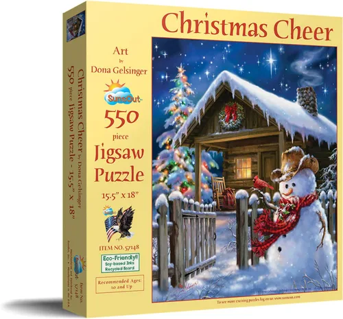Vista 2 de SUNSOUT INC - Christmas Cheer - Rompecabezas de 550 piezas por artista: Dona Gelsinger - Tamaño acabado 15.5" x 18" Christmas - MPN # 57148