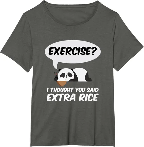 Vista 93 de ¿Ejercicio? I Thought You Said Extra Rice Panda Gift T-Shirt, Negro, S