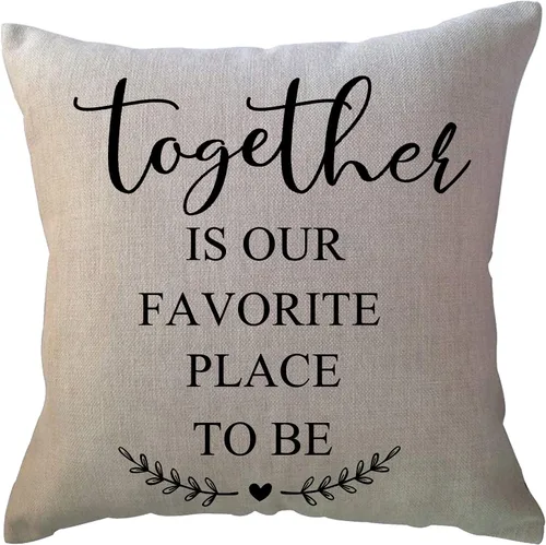 Vista 5 de ULOVE LOVE YOURSELF Juego de 4 fundas de cojín decorativas con citas para el hogar, 18 x 18 pulgadas, fundas de almohada rústicas con palabras