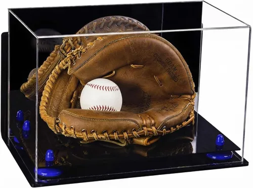 Vista 38 de Better Display Cases Vitrina de guantes de béisbol de acrílico transparente con elevadores negros (A011/V16)