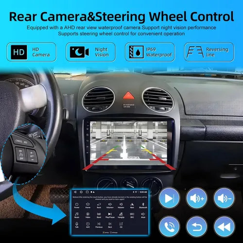 Vista 7 de 2+64G Carplay - Radio inalámbrica para coche Android para VW Beetle 2004-2010, pantalla táctil de 9 pulgadas con Android Auto/DSP/UI