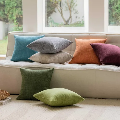 Vista 2 de Home Brilliant Funda de almohada de lino de 18 x 18 pulgadas, almohada decorativa para cama, sofá, sala de estar, 1 unidad, color gris ceniza
