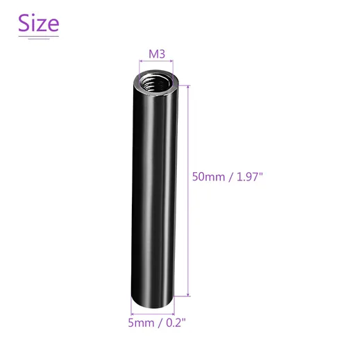Vista 3 de DMiotech Paquete de 10 columnas espaciadoras de aluminio M3x50mm Separadores redondos Espaciadores Modelo Espaciado Tornillo Poste para RC, Negro
