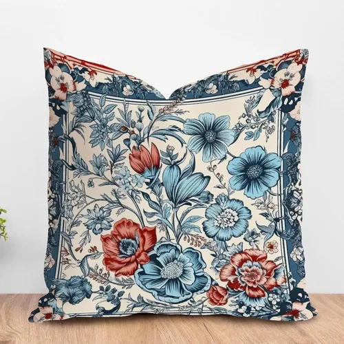 Vista 15 de ArogGeld Funda de almohada blanca con flores chinoiserie, funda de almohada para sofá, diseño floral verde y blanco, funda de almohada de lino A-12