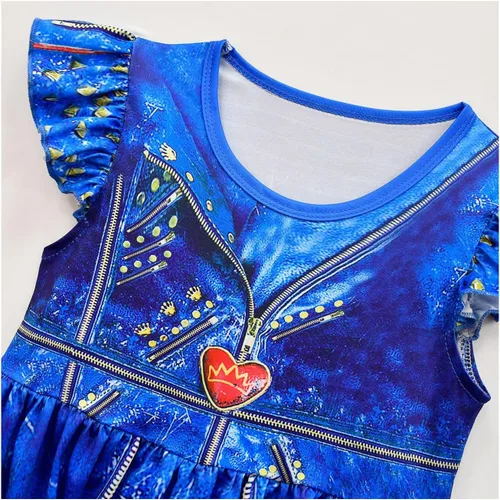 Vista 5 de Disfraz de princesa para niñas, trajes de cosplay de Halloween con peluca de 3 a 10 años