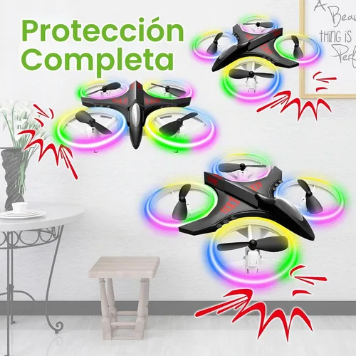 Vista 3 de Dwi Dowellin Mini Dron de 4.9 Pulgadas para Niños a Prueba de Choques Luces LED Despegue y Aterrizaje con Una Tecla Volteretas RC Control Remoto