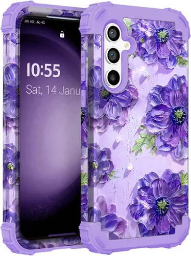 Vista 34 de Funda para Galaxy A14 5G Case, Patrón Floral 3 en 1 Protección Resistente de Servicio Pesado a Prueba de Golpes Parachoques de Goma de Silicona