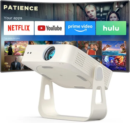 Vista 8 de [Officially-Licensed App & Auto Focus]Black Smart Mini Projector with WiFi and Bluetooth, XuanPad 4K Support Movie Projector, Portable Native 1080P