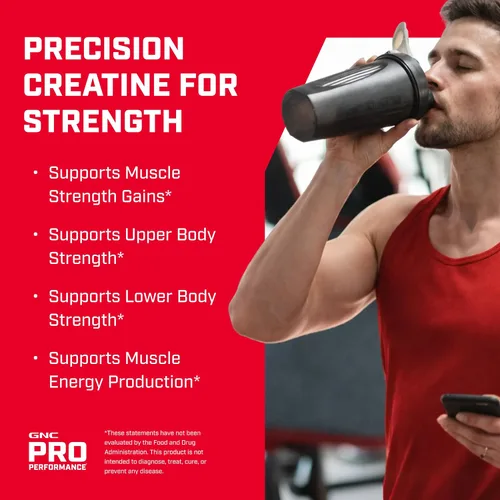 Vista 4 de GNC Pro Performance Monohidrato de creatina – Suplemento de entrenamiento diario para atletas de élite – Mezcla de bebida en polvo de creatina
