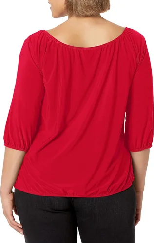 Vista 2 de Star Vixen Camiseta de manga 34 campesina con dobladillo elástico y lazo para mujer