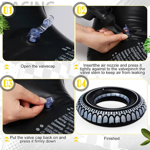 Vista 3 de Libima 4 flotadores inflables para piscina, flotadores de piscina de 30 pulgadas, anillos de natación, tubos de neumáticos hawaianos, tubos