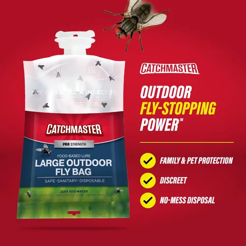 Vista 13 de Catchmaster - Trampa para moscas reutilizable para exteriores, 1 tarro azul colgante con cebo Catches All Species of Fly, Fly Traps Outdoor w