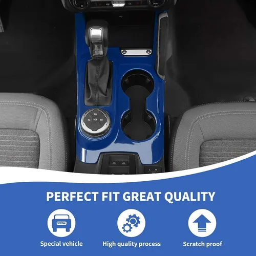 Vista 4 de RAZPOY Cubierta para panel de palanca de cambios para consola central, compatible con accesorios interiores Ford Bronco 2021-2024, color azul