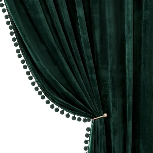Vista 28 de Benedeco - Cortinas de terciopelo burdeos para ventana de dormitorio con pompón, cortinas de lujo súper suaves, oscurecimiento y aislamiento térmico