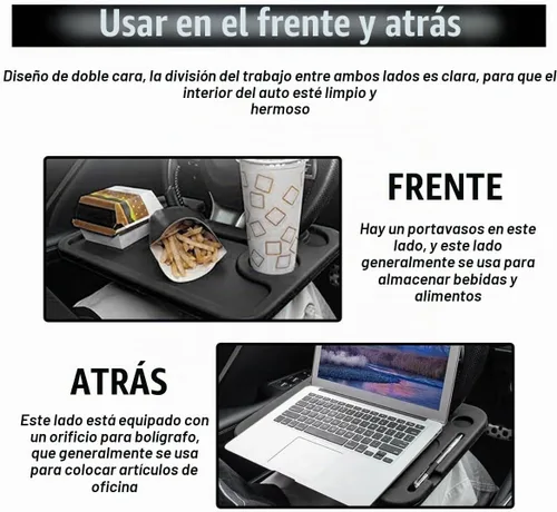 Vista 5 de GLSOWEE Bandeja para volante de automóvil, bandeja de mesa de oficina para computadora, escritorio para volante automático para comer, accesorios