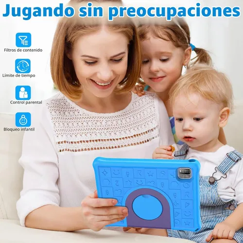 Vista 4 de Tablet infantil de 10 pulgadas con funda, tableta Android 15 de 10 pulgadas para edades de 3 a 12 años, 6 GB de RAM 64 GB de ROM, control parental
