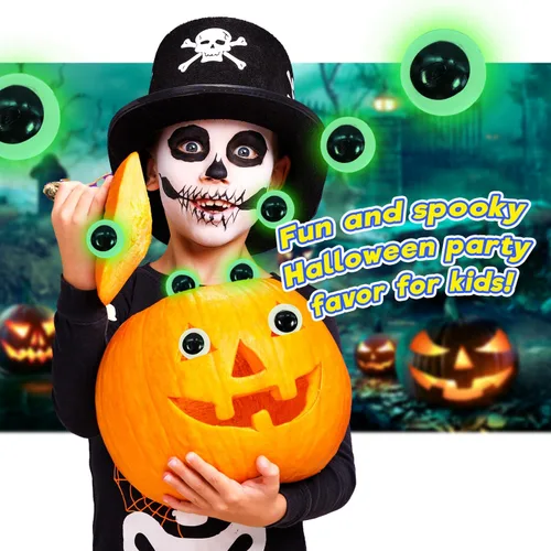 Vista 5 de JA-RU Sticky Eyeballs - Escaladores que brillan en la oscuridad (1 paquete de 2) – Juguete blando luminoso para decoración de Halloween y recuerdos