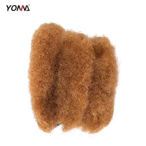 Vista 6 de YONNA Cabello humano afro rizado a granel de 8 pulgadas para trenzas de #28 Rubio rojo anaranjado