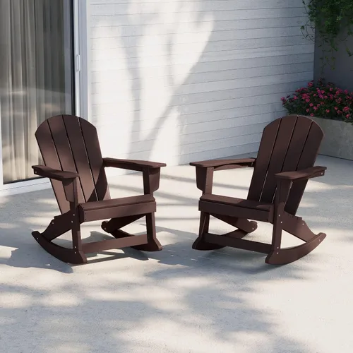 Vista 71 de WestinTrends Silla mecedora Malibu de poliéster para exterior/patio Adirondack, Negra
