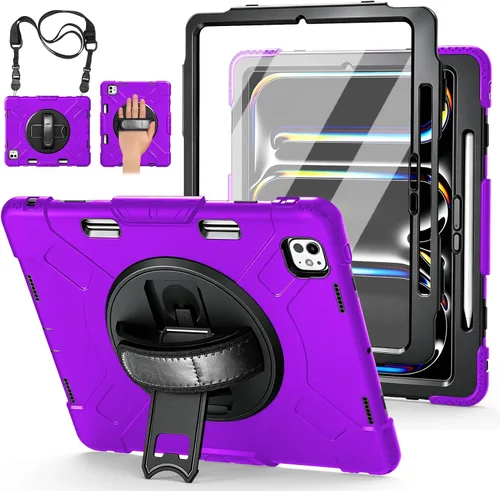 Vista 14 de Funda para iPad Pro de 12.9 2022/2021/2020/2018: Funda para iPad Pro 12.9 6ª/5ª/4ª/3ª generación con protector de pantalla, soporte para lápices