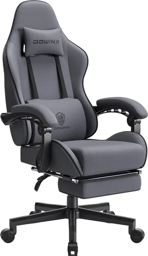 Vista 9 de Dowinx Silla de juegos de tela con cojín de resorte de bolsillo, silla de juegos de masaje con reposacabezas, silla ergonómica para computadora