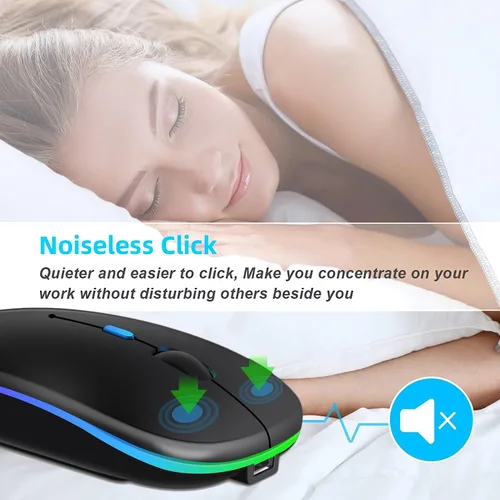 Vista 8 de Mouse inalámbrico para computadora portátil, mouse Bluetooth para Apple MacBook,Ratones USB BT 5.0+ 2.4GHz de modo dual