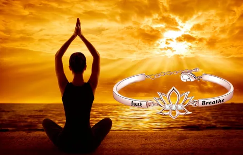 Vista 6 de WUSUANED Pulsera de flor de loto espiritual con tarjeta de mensaje, joyería de yoga curativa, regalo inspirador para mujeres