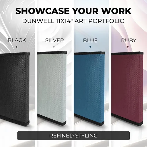 Vista 7 de Dunwell Carpeta portafolio de arte de 11x14 con papel de montaje (negro), carpeta grande para almacenamiento de obras de arte, 24 fundas muestran 48