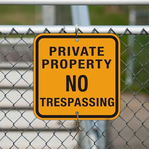 Vista 4 de Señal grande de propiedad privada No Trespassing (4 unidades), metal de aluminio reflectante, resistente a la intemperie al aire libre