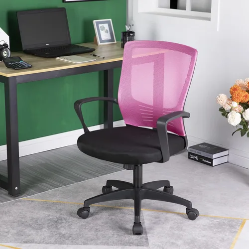 Vista 6 de Silla de escritorio de malla para computadora con brazos de apoyo lumbar, elegante silla ejecutiva moderna y giratoria con soporte lumbar Negro