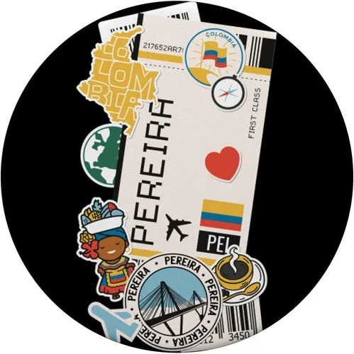 Vista 3 de Etiquetas de aeropuertos y aerolíneas - Tarjeta de embarque de Pereira PopSockets Standard PopGrip