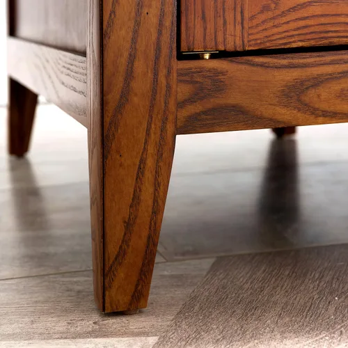 Vista 17 de Leick Home Laurent 10537 - Mesa auxiliar con lámpara, madera maciza, con cajón y estante, cereza chocolate