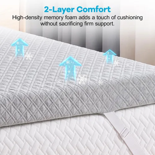 Vista 4 de WEUP Extra Firm Twin Mattress Topper, Bamboo Charcoal Infusion, Skin-Friendly, CertiPUR-US Certified - 2-Layer Support Topper (3-4" Thick)