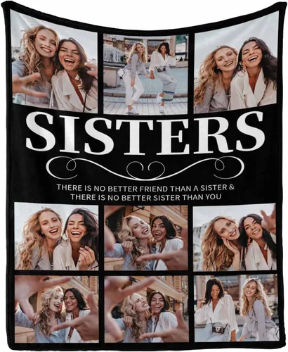 Vista 7 de Regalos de cumpleaños para mujeres, manta de amistad personalizada con tus fotos, manta personalizada con mis propias imágenes para hermanas