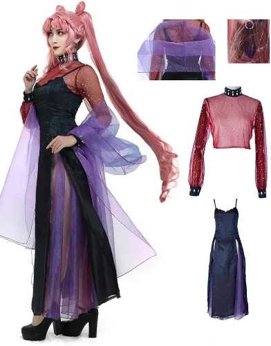 Vista 4 de miccostumes Vestido de disfraz de mujer negro para mujer